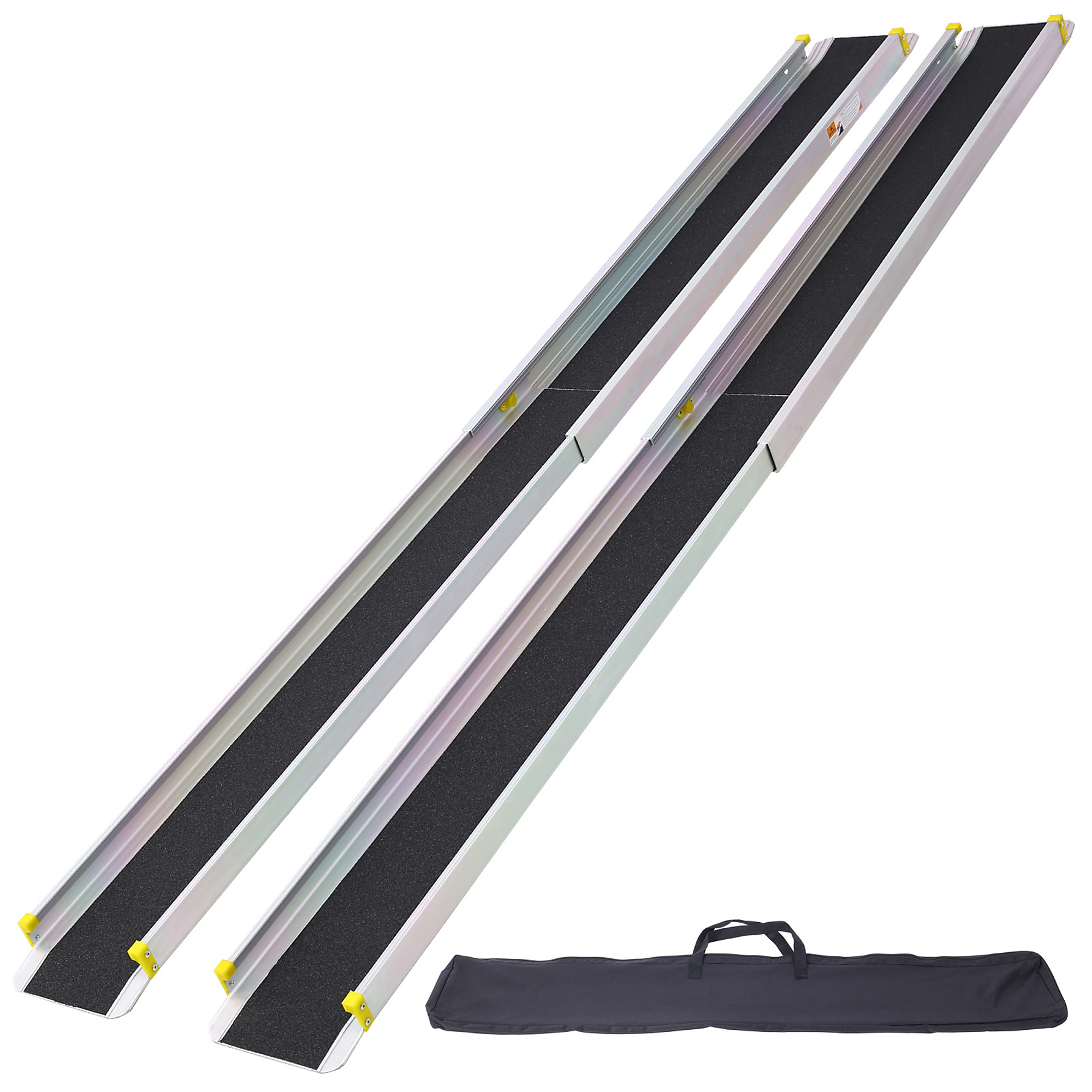 BlackTeck Adjustable Telescoping Wheelchair Track Ramps — 48.125in. to 84in., Push-Button Lock, Model# NTE-W465142521